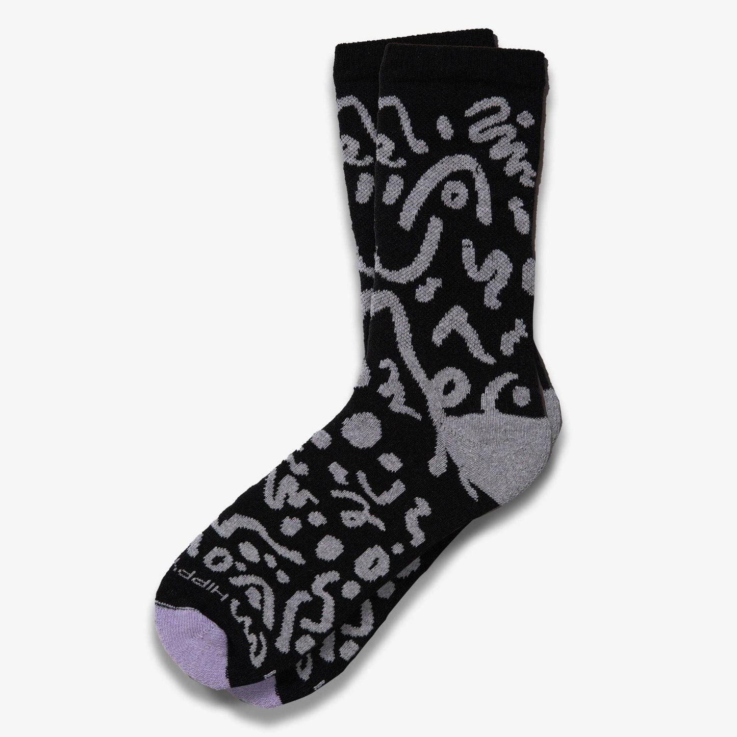 @ashleymaryart Scribble Crew Socks - Black Leopard