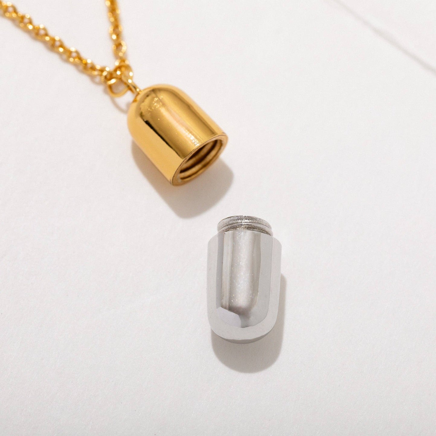 Pill Capsule Necklace - 14k Gold Plated Sterling Silver