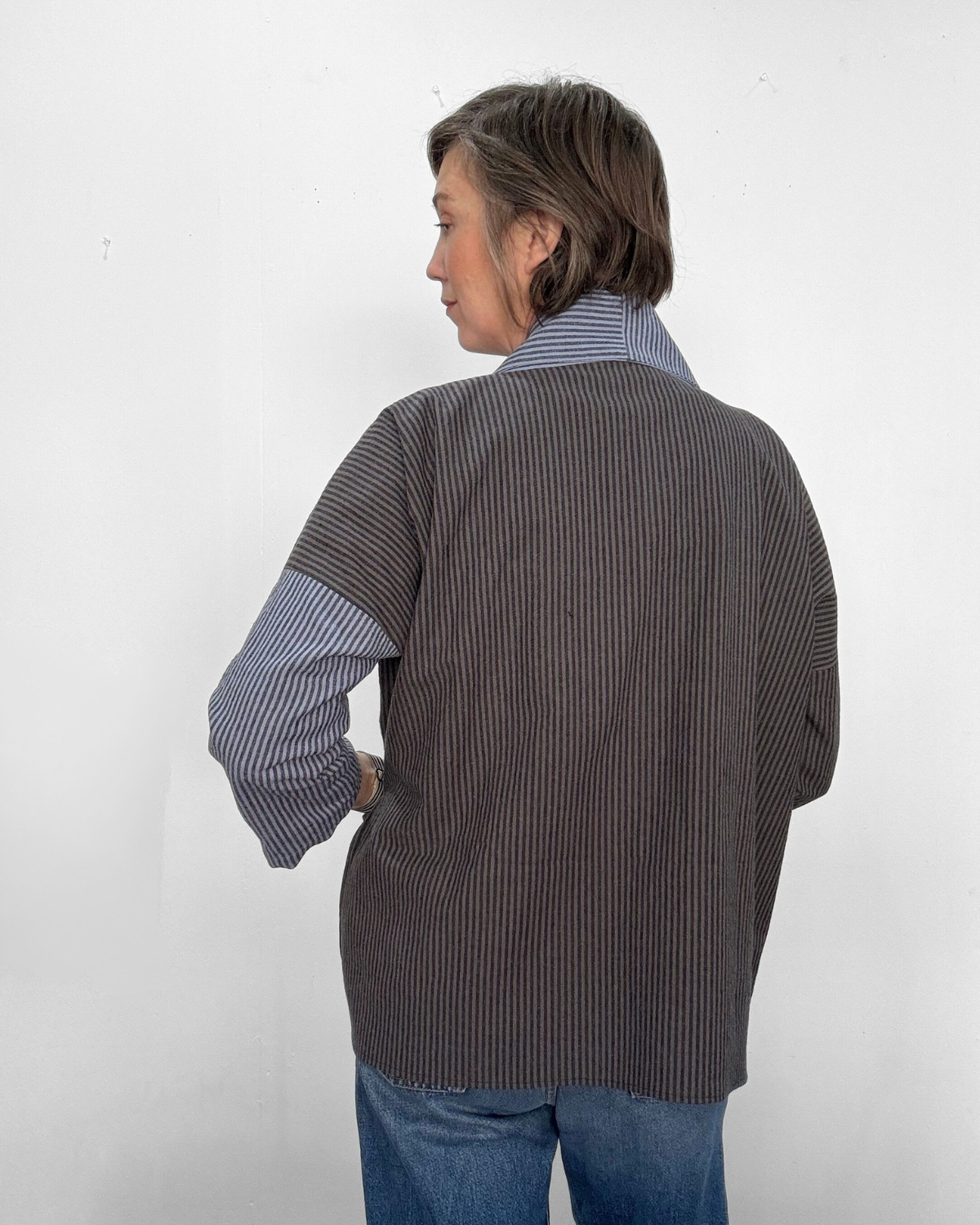 Open Front Cardigan Jacket - Railroad